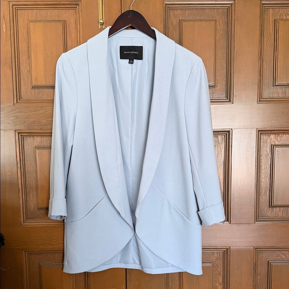 Banana Republic Pale Blue Draped Open-Front Blazer